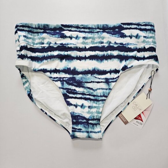 Calia Mid Rise Wide Band  Striped Bikini Swim Bottoms Plus Size - Picture 5 of 10